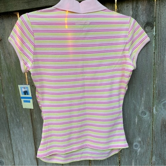 DOCKERS striped pique knit maternity short sleeve polo shirt pastel Barbiecore - Picture 4 of 5